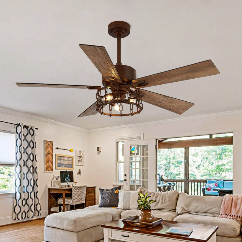 52 Inch Farmhouse Caged Ceiling Fan