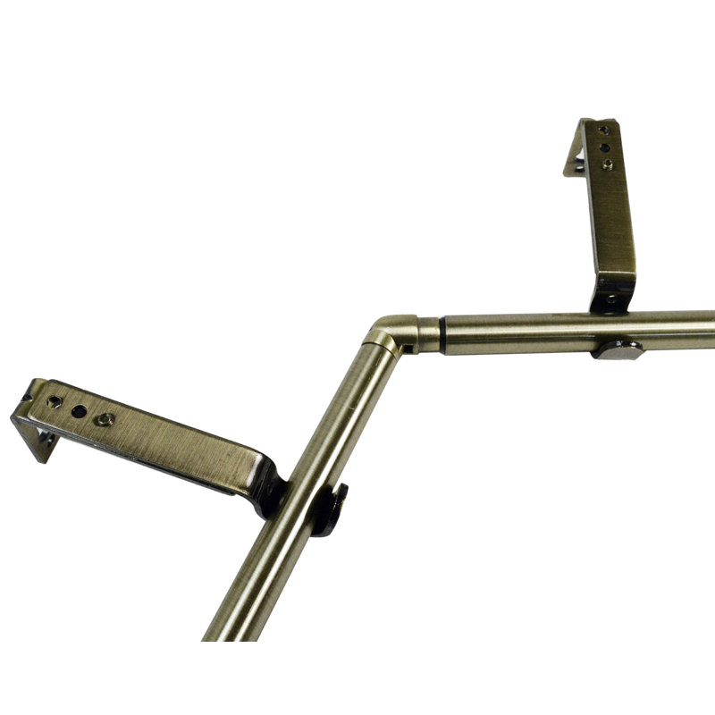 Bronze Adjustable Bay Window Curtain Rod Set with Mounting Screw Finial