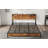 Industrial Full/Queen/King Bed Frame with Charging Station & Storage - Rustic Brown, No Box Spring Needed-1615187699