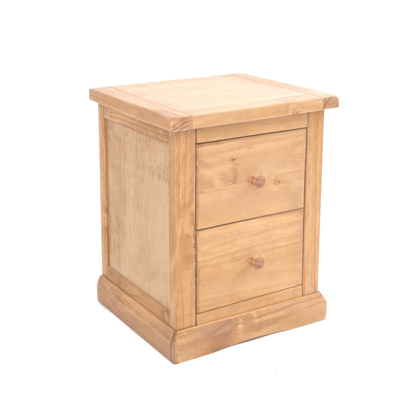 45cm W Solid + Manufactured Wood Bedside Table, Waxed Pine