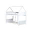 Lit simple superposé au-dessus du plancher, bois d'hévéa blanc avec garde-corps et têtes de lit-968732886