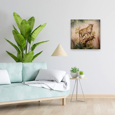 Vintage Jungle Leopard Tropical Wall Art Print 1 Piece Wrapped Canvas Wall Art