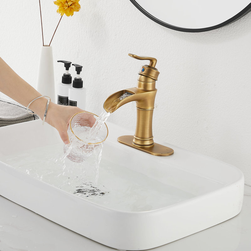 Single-handle Bathroom Faucet with Drain Assembly, Antique Brass