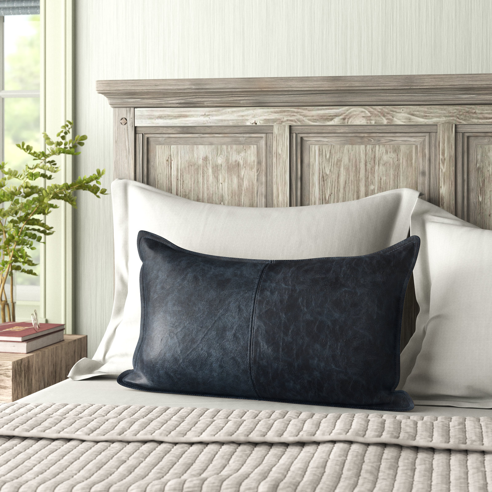 Cutler Genuine Leather Cushion Pad, Nightfall Blue, 14" x 26", Rectangular