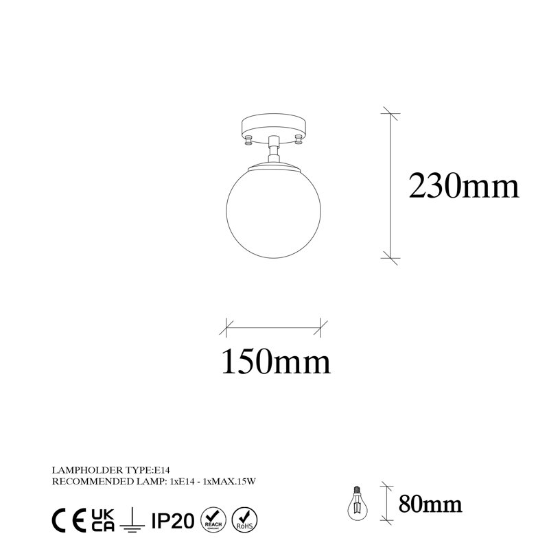 Luminaire suspendu sphère 1 lumière Beloit