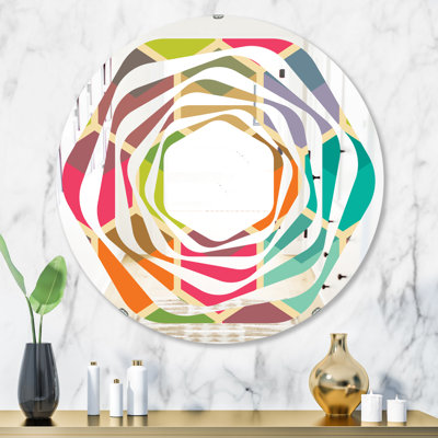Whirl Hexagon Pattern I Modern & Contemporary Frameless Wall Mirror