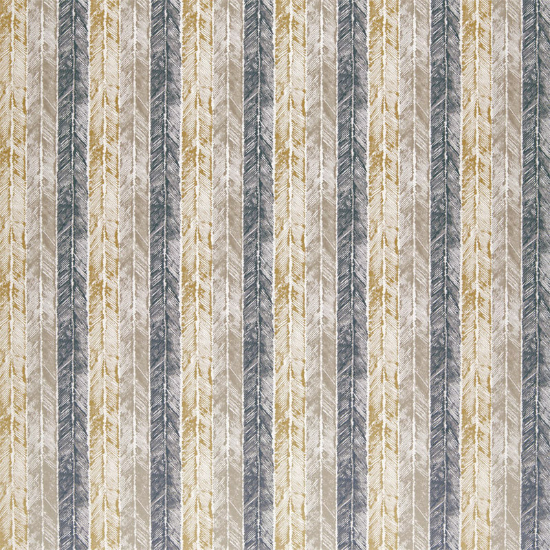 Walchia Linen Fabric, Charcoal/Mocha/Brass