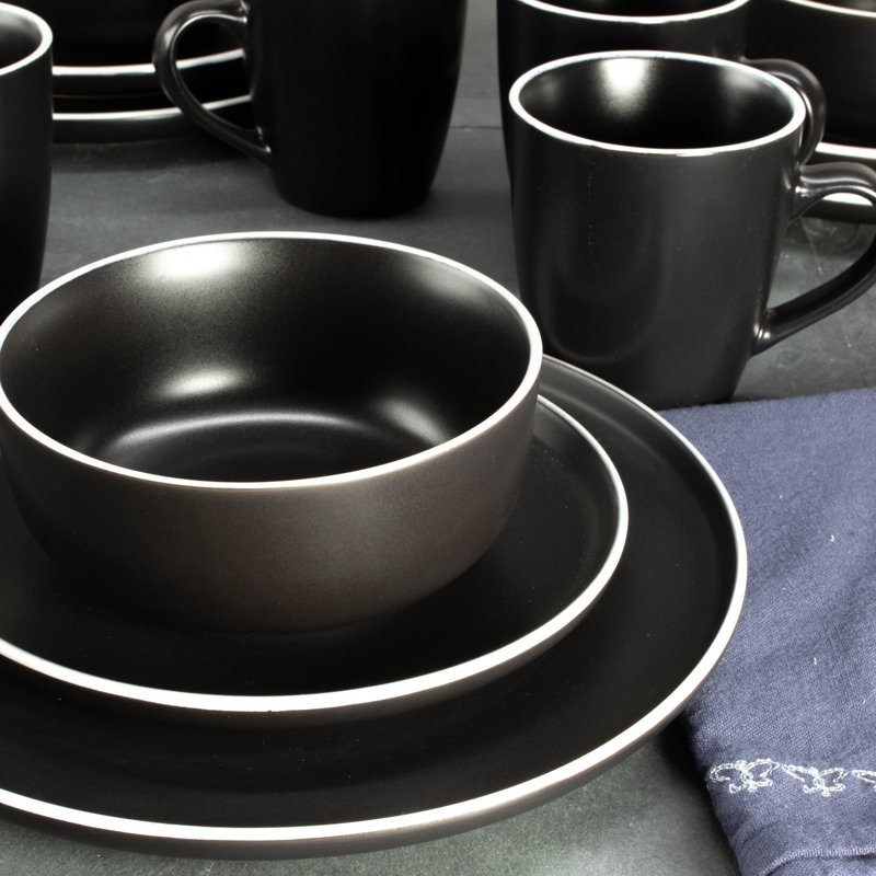 White Ceramic 16-Piece Dinnerware Set with Semi-Matte Finish