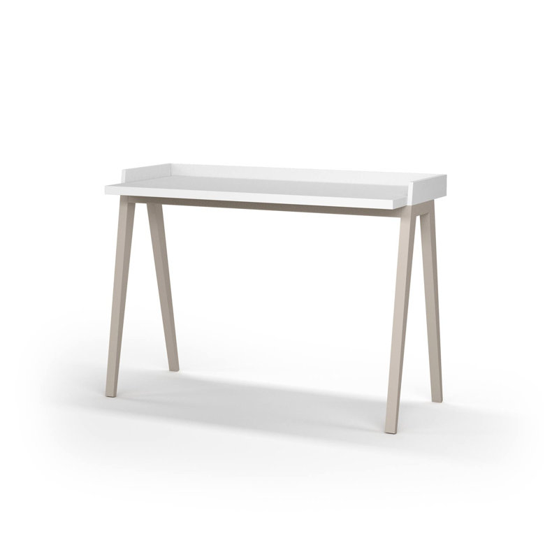 Mcraney Solid Wood Base Writing Desk, White, Mink