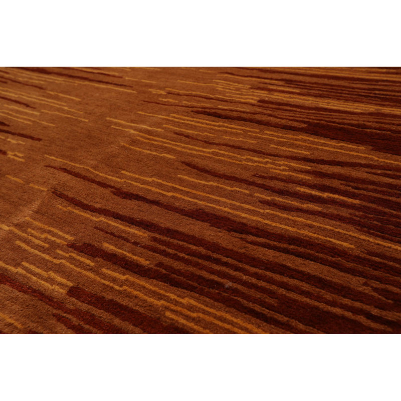 Tapis oriental caramel en laine noué à la main 4 pi x 6 pi Foundry Select couleur rouille