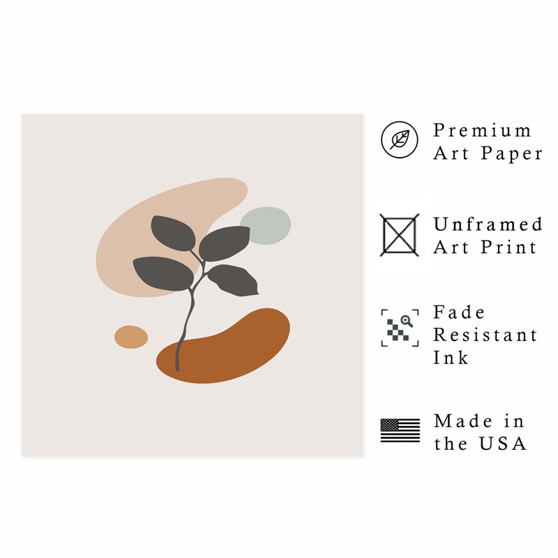 «Botanical Minimalist Botanical III», reproduction d'art sans cadre, H 14 po x l 14 po