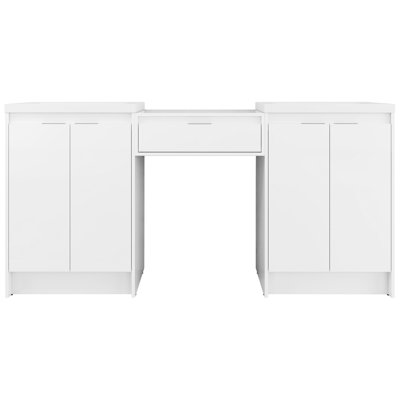 72" Freestanding Bathroom Vanity Featuring Resin Sink, 1 - Side Cabinet Structure, Soft Closing Hinged Drawers, Glossy White Plywood For Fashionable With Practical Arrangement Unit, Drawer System,