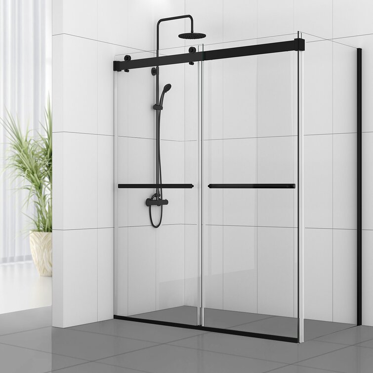 60'' W 76'' H Frameless Rectangle Reversible Shower Stall