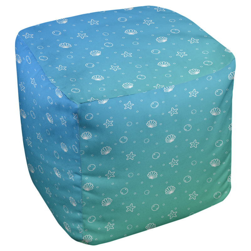 repose-pieds coquillage Avicia, H 19,5 po x L 117 po x P 20 po, Vert / bleu