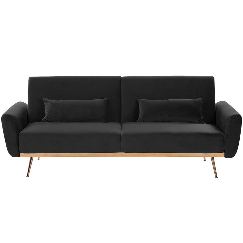Trenton 3 Seater Velvet Sofa Bed, Black
