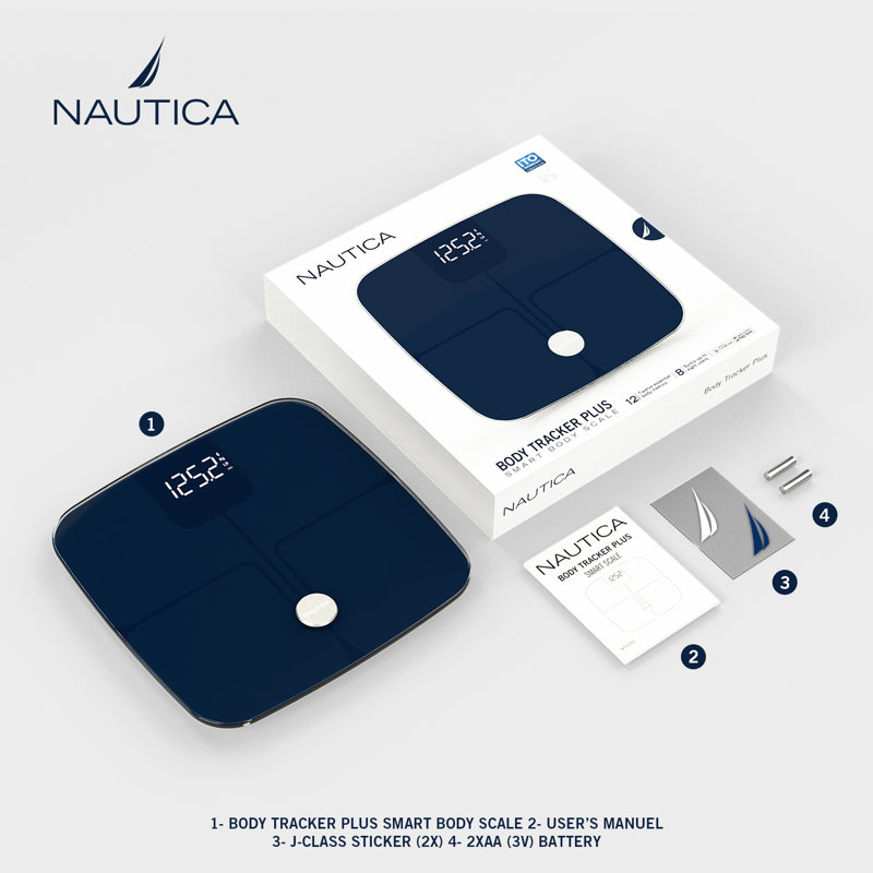 Nautica Smart Digital Glass Body Analysis Scale, White