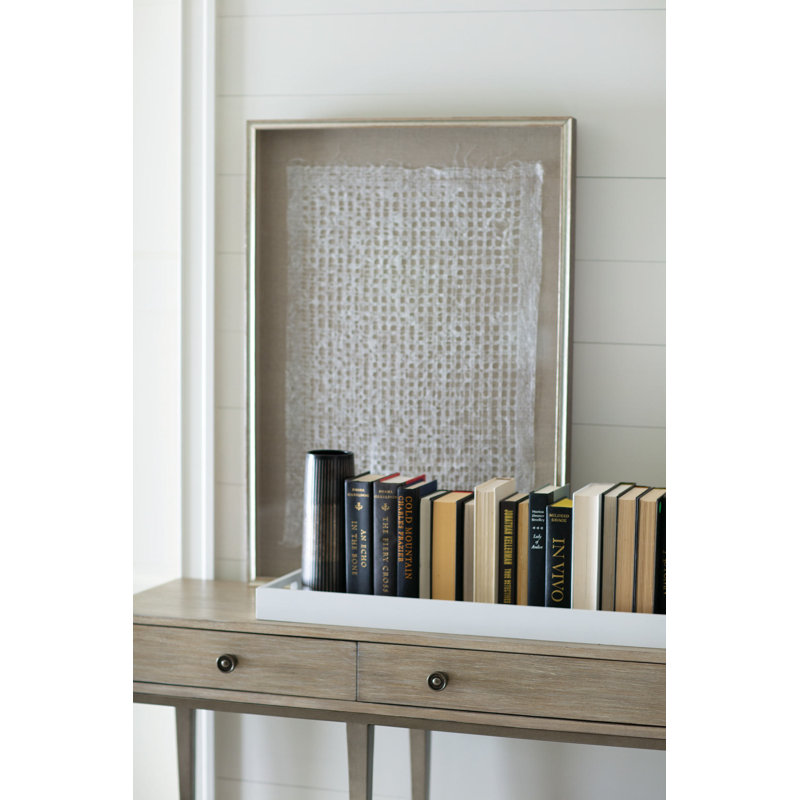 Beige Wood and Metal Console Table with Storage