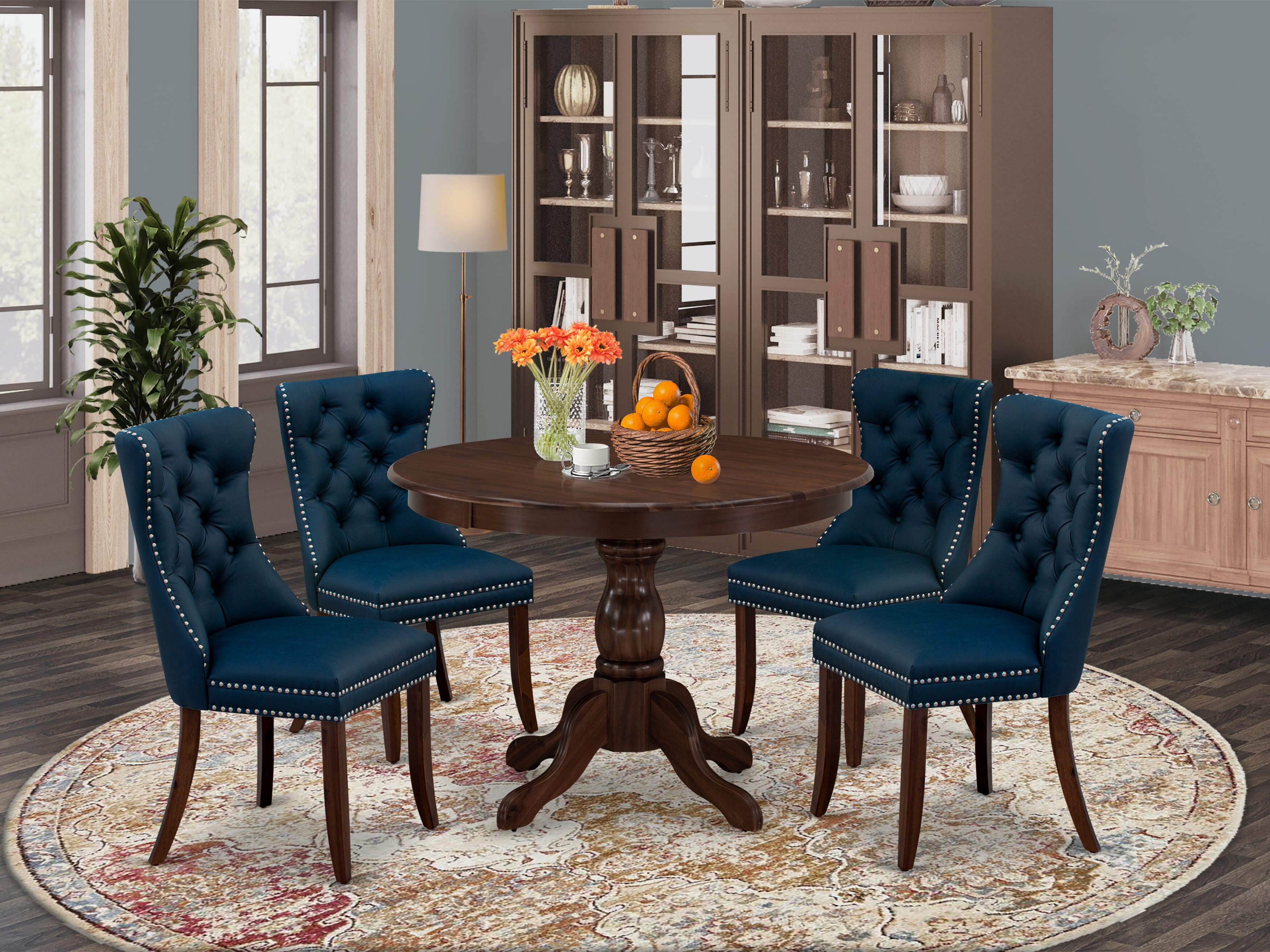 Alcott Hill Byeong 5 - Piece Rubber Wood Pedestal Dining Set - Wayfair ...
