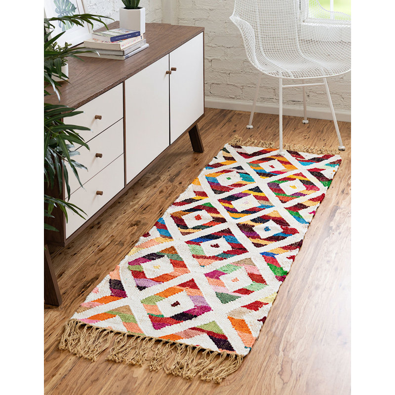 Cotton Geometric Indoor Rug, Rectangle 7' x 10'