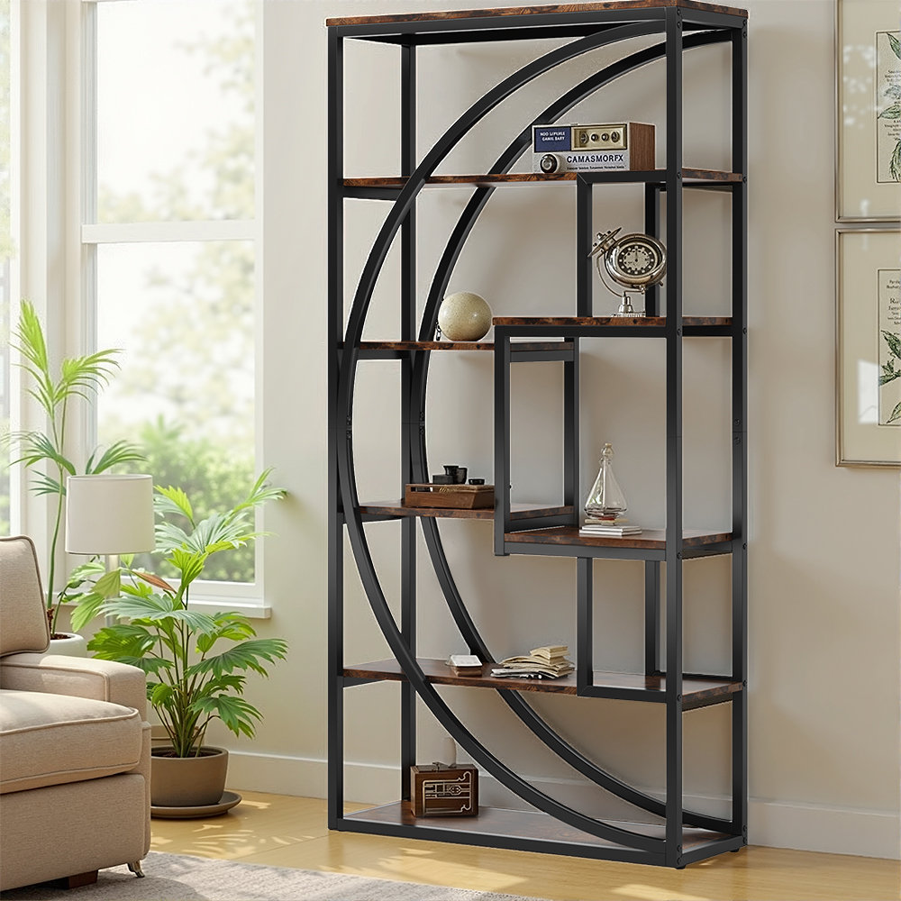 17 Stories Modern Wall Corner Bookshelf Bookcase Display Rack with ...