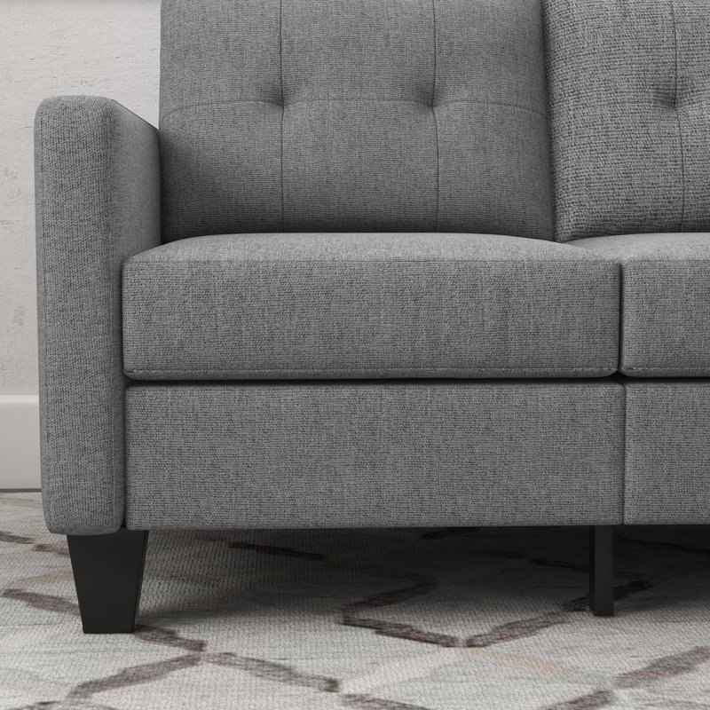 Canapé à accoudoirs carrés 76,8 po Baliny, 100% polyester gris clair