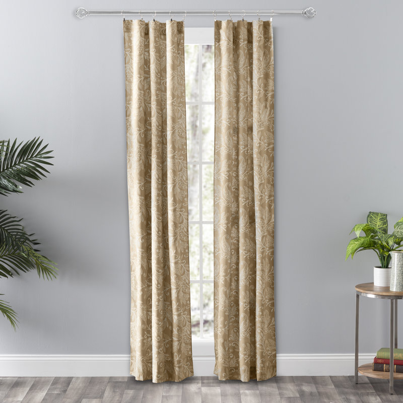 Sanita Room Darkening Curtain Pair, Tan, 28" x 84"