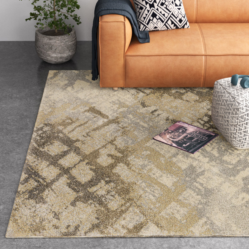 Tapis à motif abstrait gris / brun / beige Bellavia, Rectangle 9 pi 10 po x 13 pi 2 po