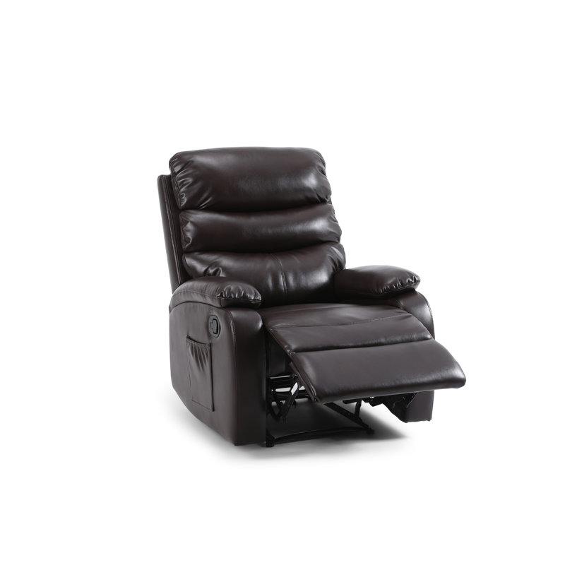 Protentis 77.5cm Wide Faux Leather Standard Recliner, Brown Faux Leather