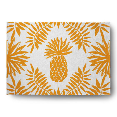 Tapis en chenille ananas et feuilles