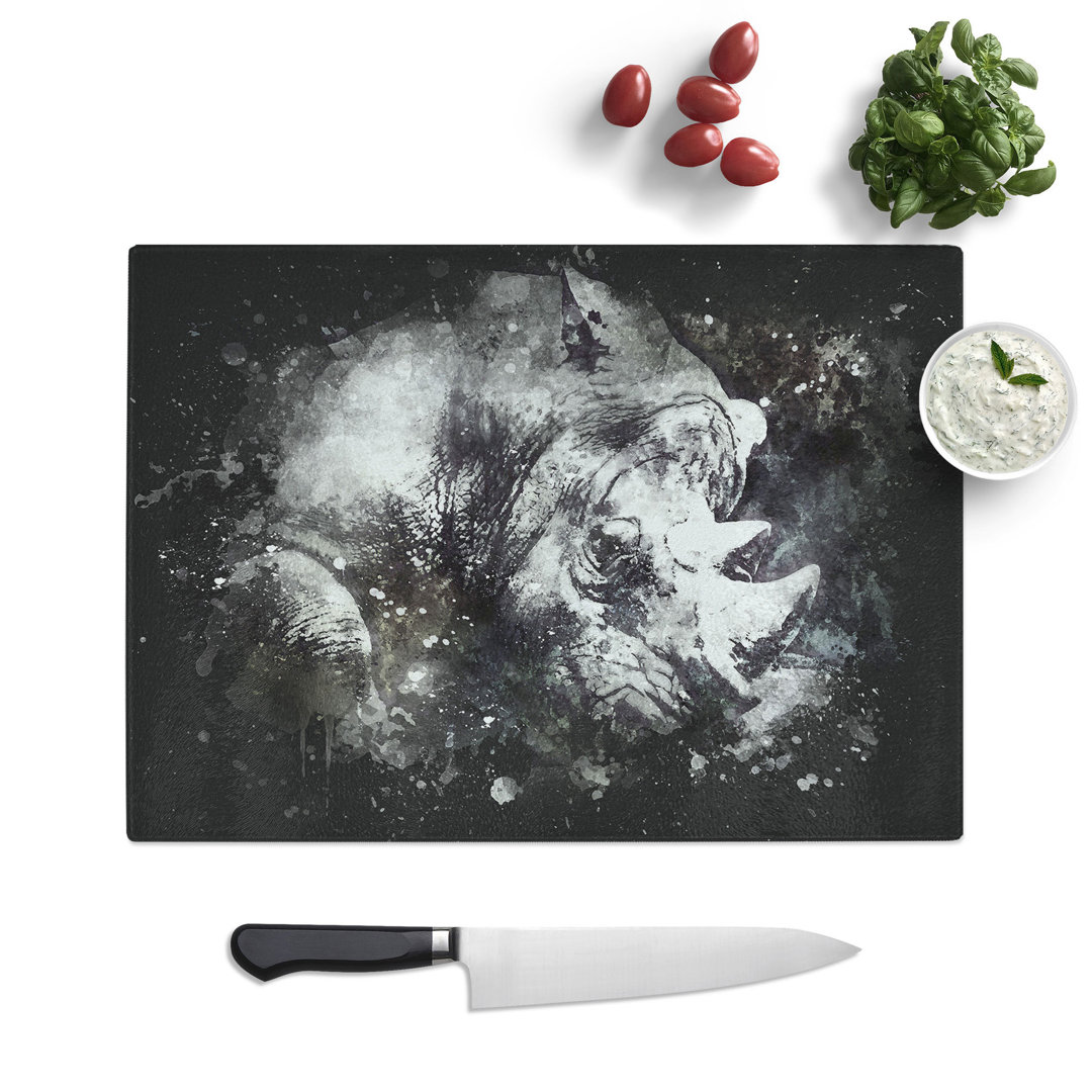 Tempered Glass Resting Rhino Chopping Board