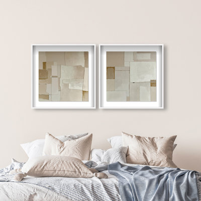 Vanilla Set Shadowbox Abstract Print by Oliver Gal, Black Frame, 12 x 12