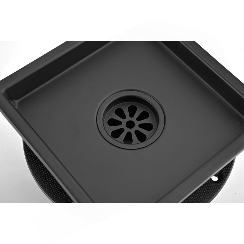 Drain de plancher de douche carré de 6 pouces avec bonde, grille à motif amovible, acier inoxydable SUS 304 de qualité alimentaire