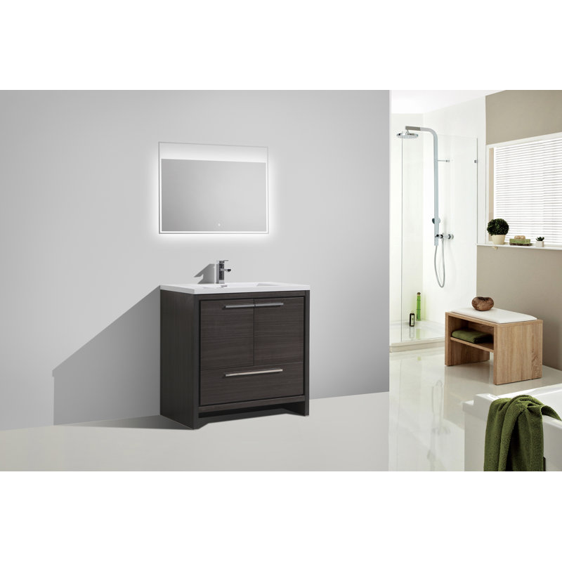 Lefebvre 35.5" Single Bathroom Vanity Set, Gray Oak