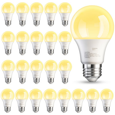 A19 LED Light Bulb, 60 Watt Equivalent, 2700K Warm White, Non‑Dimmable, E26 Base, for Bedroom Living Room Office, 24 Packs