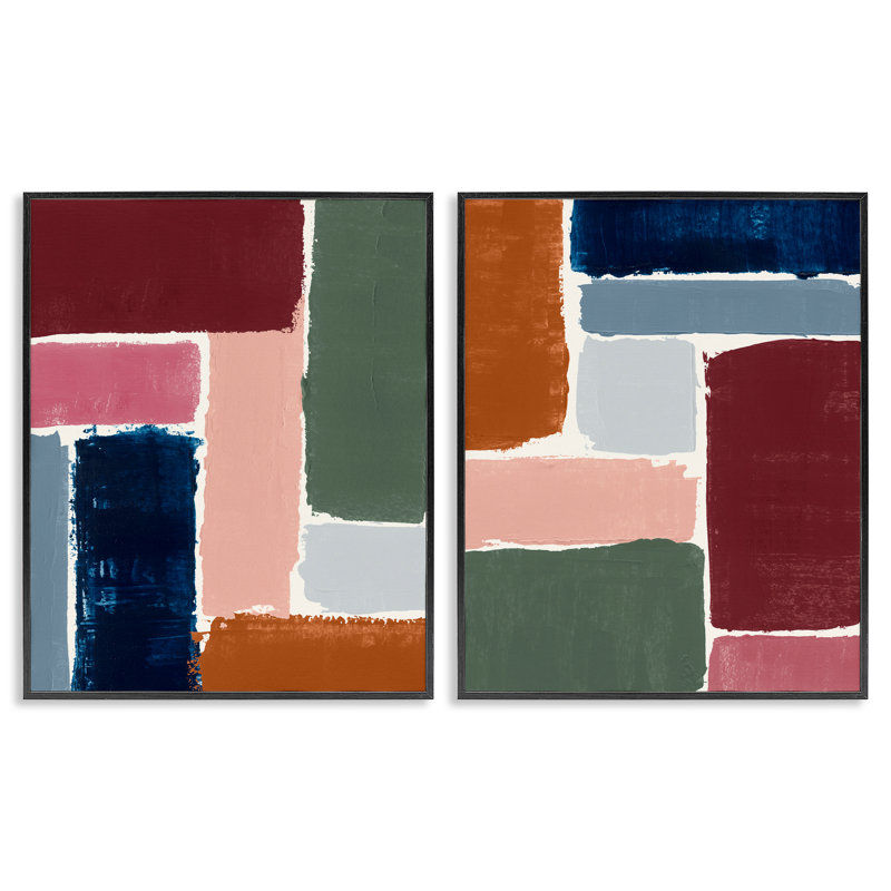 «Abstract Abstract Modular Color Block 2 PC», ensemble d'art giclée sur toile par Victoria Barnes, H 14 po x l 11 po