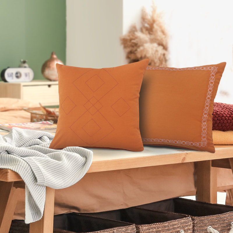  Housse et insert de coussin carré en coton, Housse de coussin seulement - sans coussin