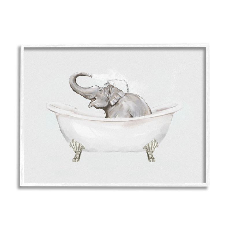 «Happy Elephant Splashing Bathaign», art de la giclée encadrée par Ziwei Li, H 24 po x l 30 po x P 1,5 po