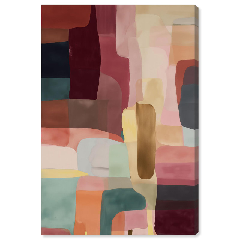"Gemstone Fields III", reproduction d'art sur toile rose par Art Remedy, cadre noir, 10 x 15, H 45 po x l 30 po