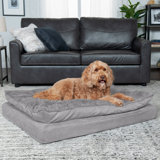 Minky Faux Fur & Suede Orthopedic Dog Bed with Pillow-Top Removable Cover