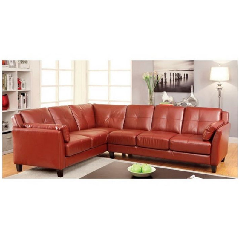 Canapé modulaire en cuir d'acajou rouge Dresden - 104 po