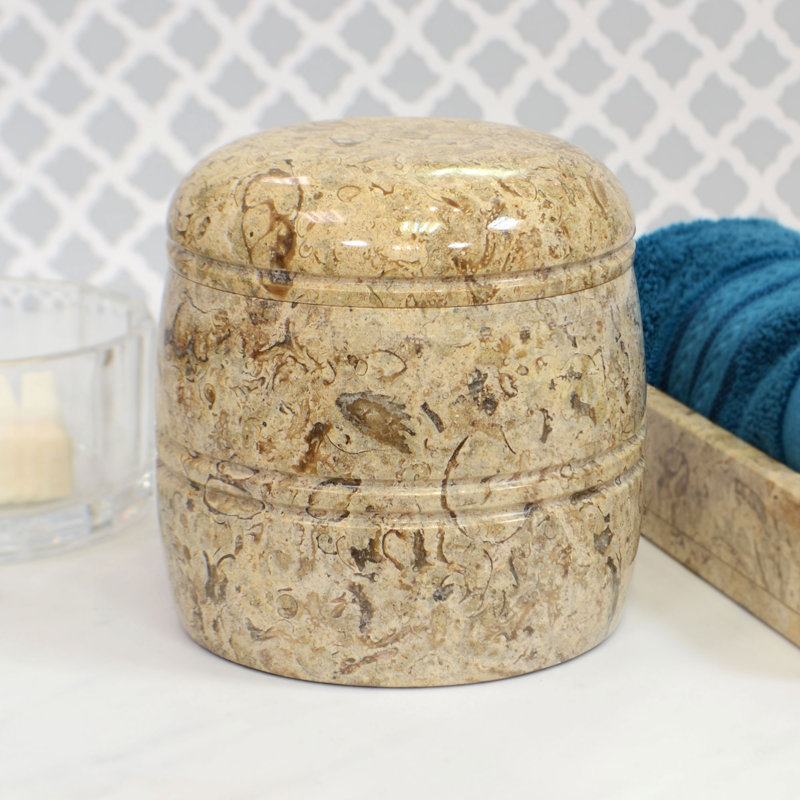 Pot de rangement en marbre Fossil