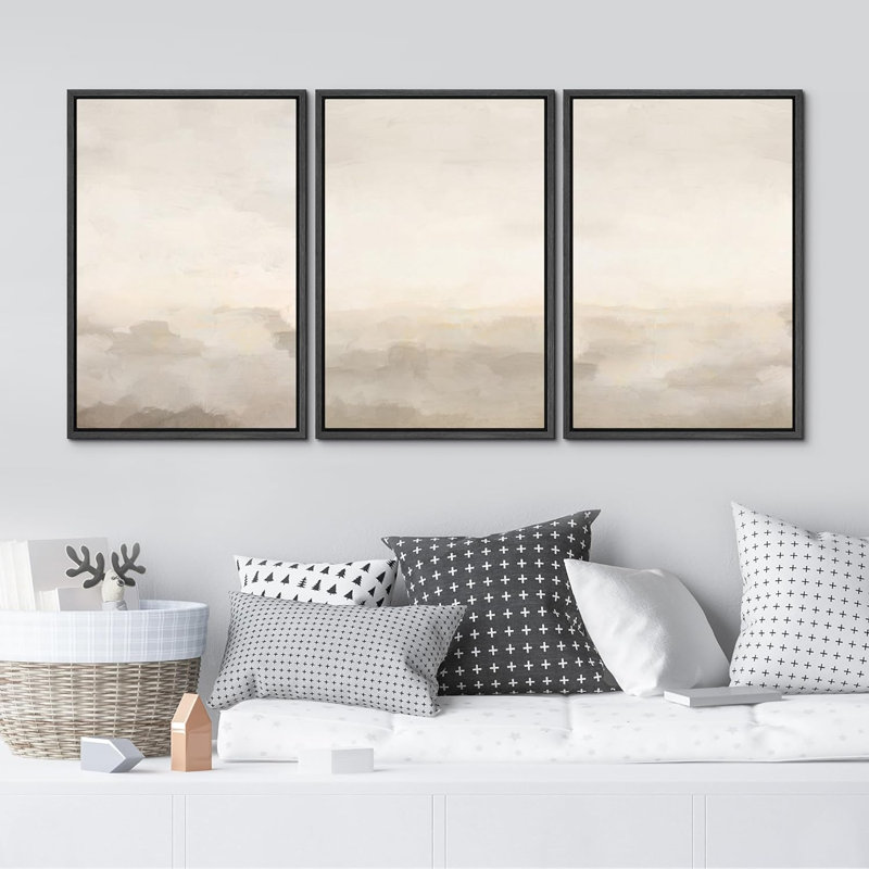 «Minimal Landscape Abstract Prints», reproduction d'art encadrée sur toile, 3 pièces, H 36 po x l 24 po x P 1,5 po, Noir