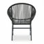 Ensemble de 2 chaises d'extérieur modernes ovales en osier à tissage ouvert, style Acapulco, noir-1327162455