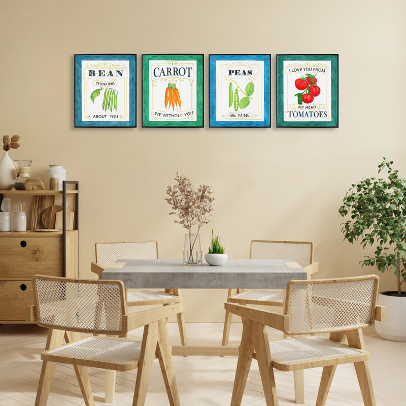 Ensemble de 4 giclées Bean, H 14 po x l 11 po, Giclée encadrée noir minuit