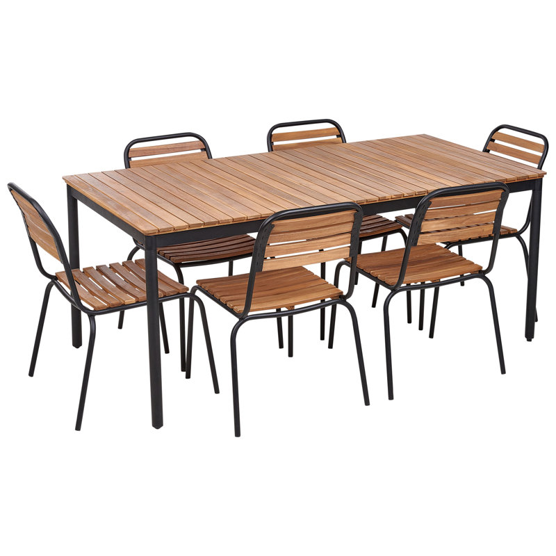 Carthy 6 - Person Acacia Patio Dining Set with