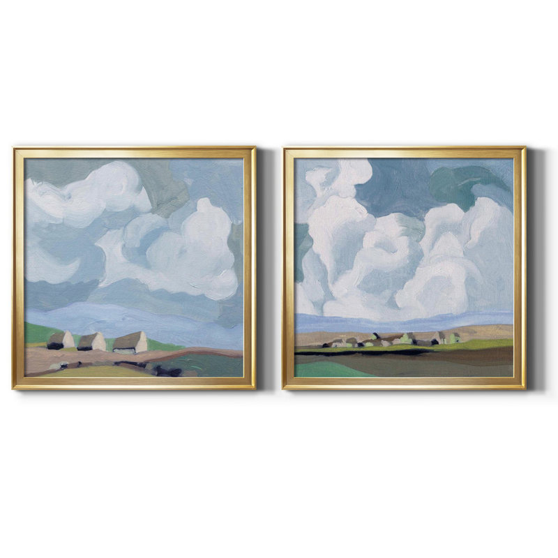 A Quiet Village III A Quiet Village III - Ensemble de 2 cadres photo, Toile encadrée dorée, H 34,5 po x l 69 po x P 1,5 po