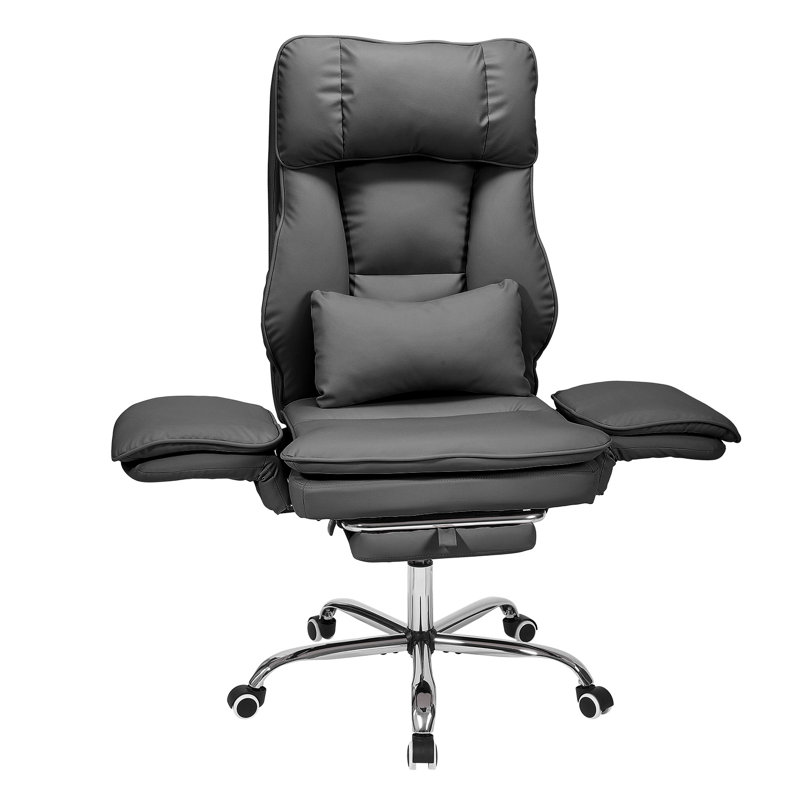Height-Adjustable Reclining Swivel Office Chair with Footrest