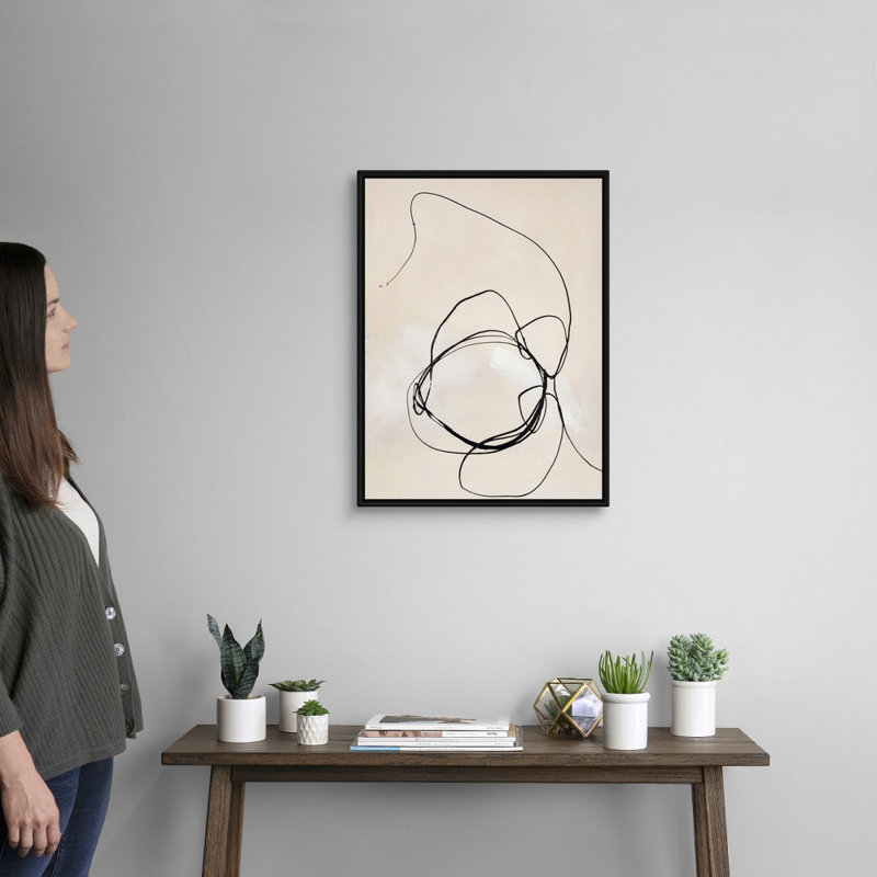 Fine Line, ensemble de 5 reproductions d’art sur toiles, H 26 po x l 20 po x P 1,75 po, Cadre noir
