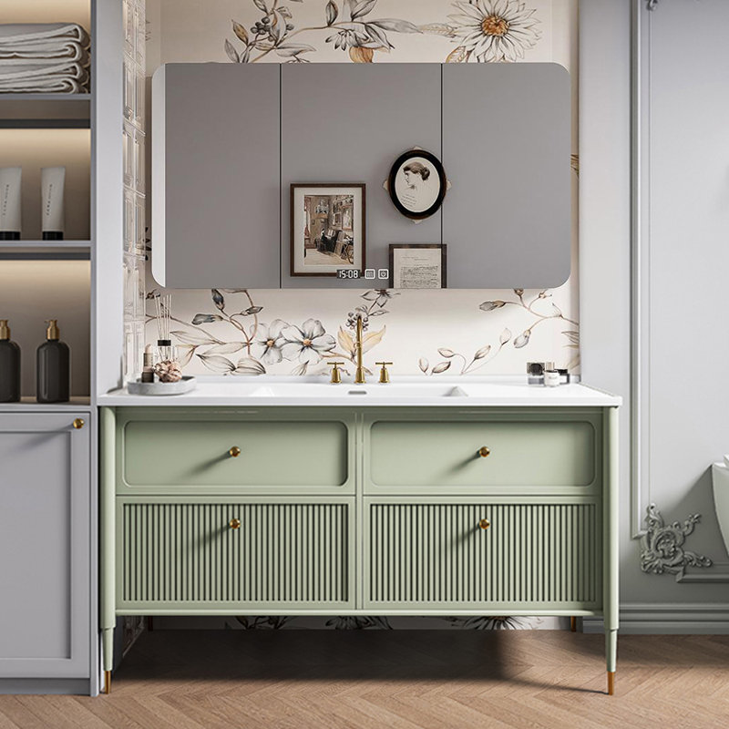 Armoire de salle de bain simple et élégante de style français, Vert