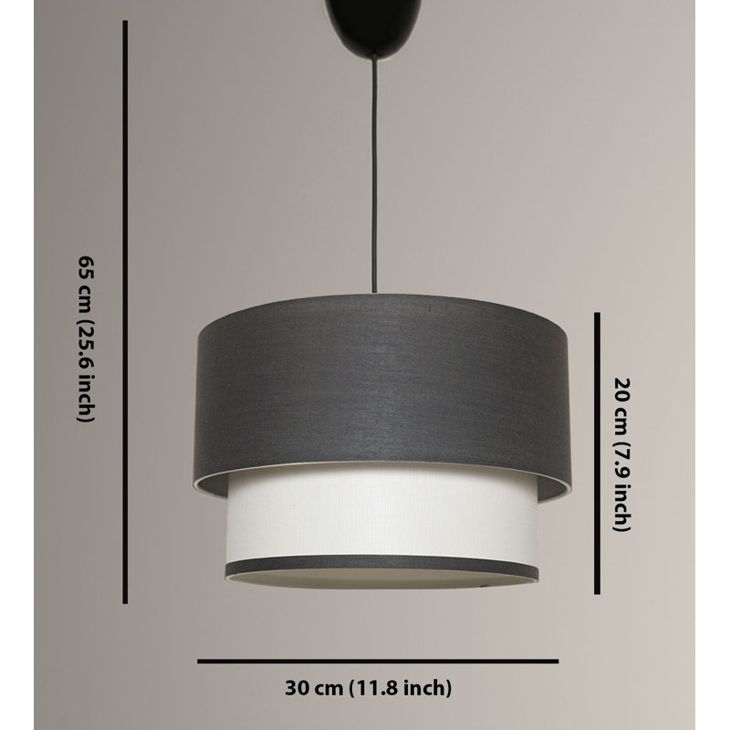 Luminaire suspendu cylindrique à 1 lumière Otoe, Noir, Gris anthracite / blanc